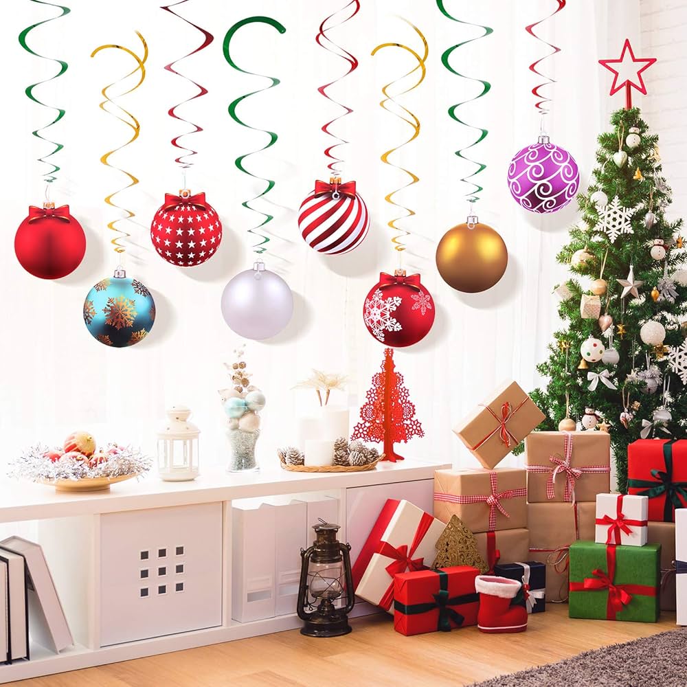 8 Pcs Christmas Ceiling Decorations,Christmas Hanging Decorations, 9ft