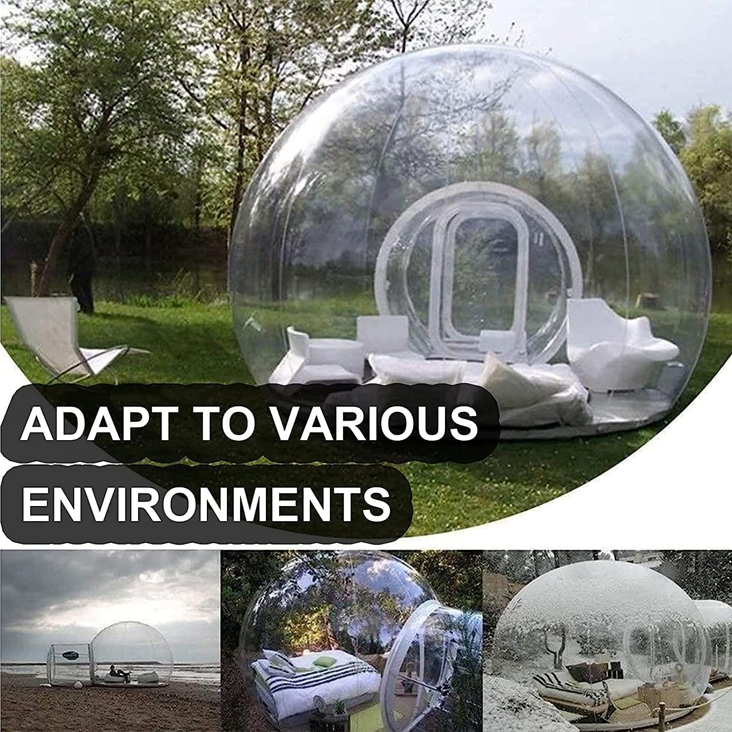 Tente gonflable transparente à bulles pour s'amuser en plein air, jardin, fêtes et événements, facile à installer, durable et parfaite pour les enfants