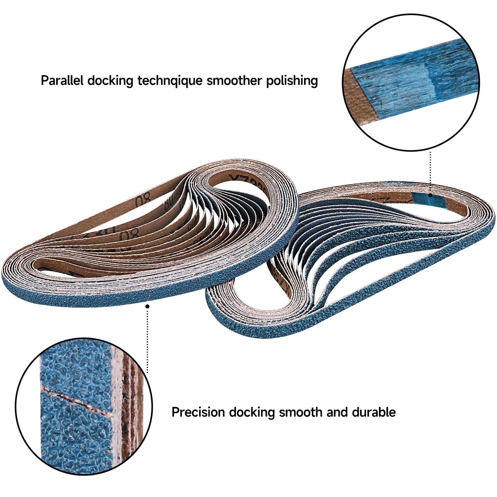 1" X 30" Zirconia Polishing Belt, Set Of 10, 1 40/60 Grit Each, 2 80/120/240/400 Grit, Pneumatic Belt Sander, Metal Finish, Rust Removal (1" X 30 - View #8