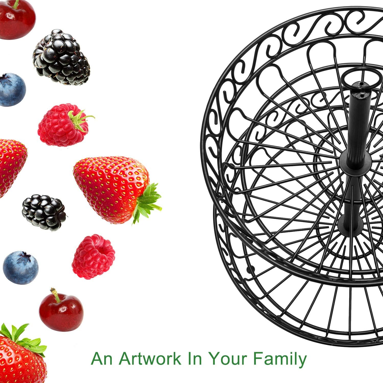 LOMOFI Tabletop 2-Tier Countertop Fruit Basket Stand Round | Metal Standing Baskets