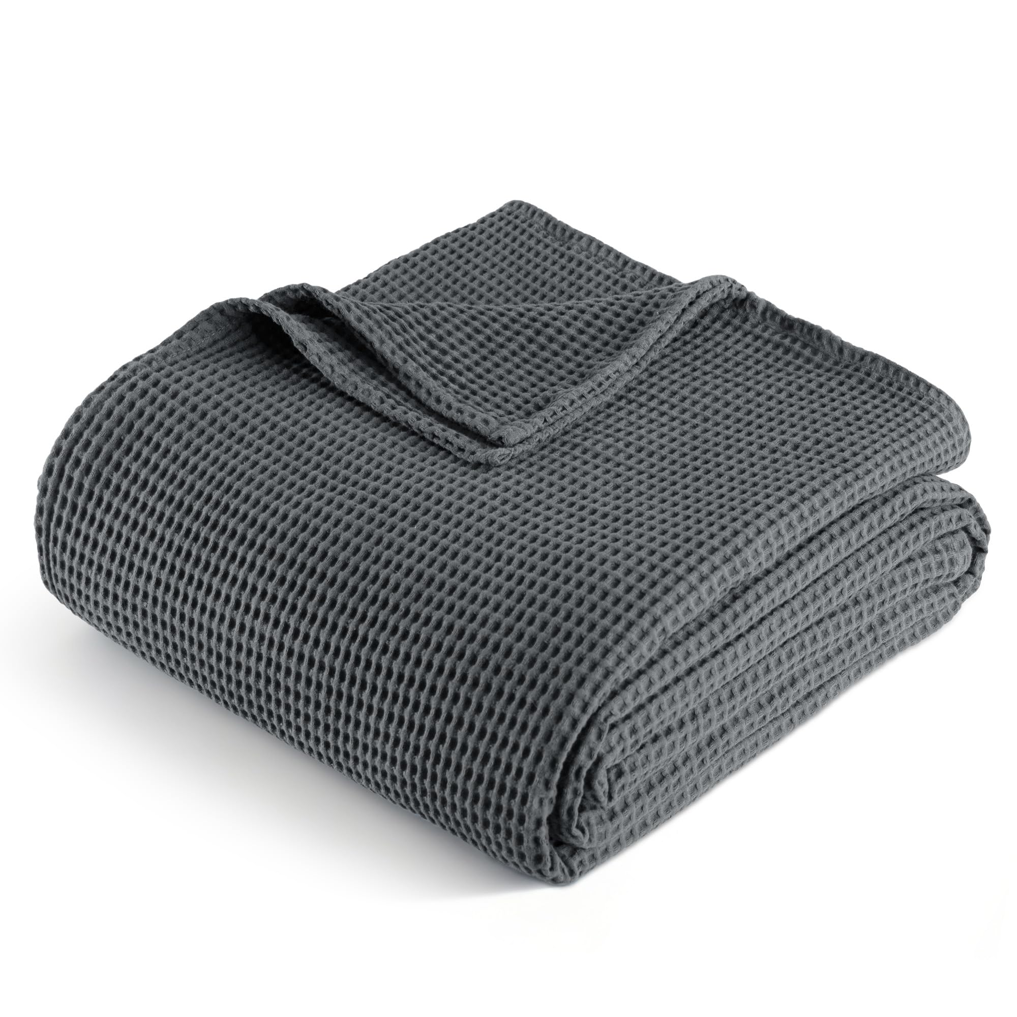 Exclusivo Mezcla 100% Cotton Muslin Gauze Waffle Weave Throw Blanket, Soft Lightweight and Breathable Knit Blanket for Couch, Sofa, Office, All Season, 127x178 CM, Dark Grey
