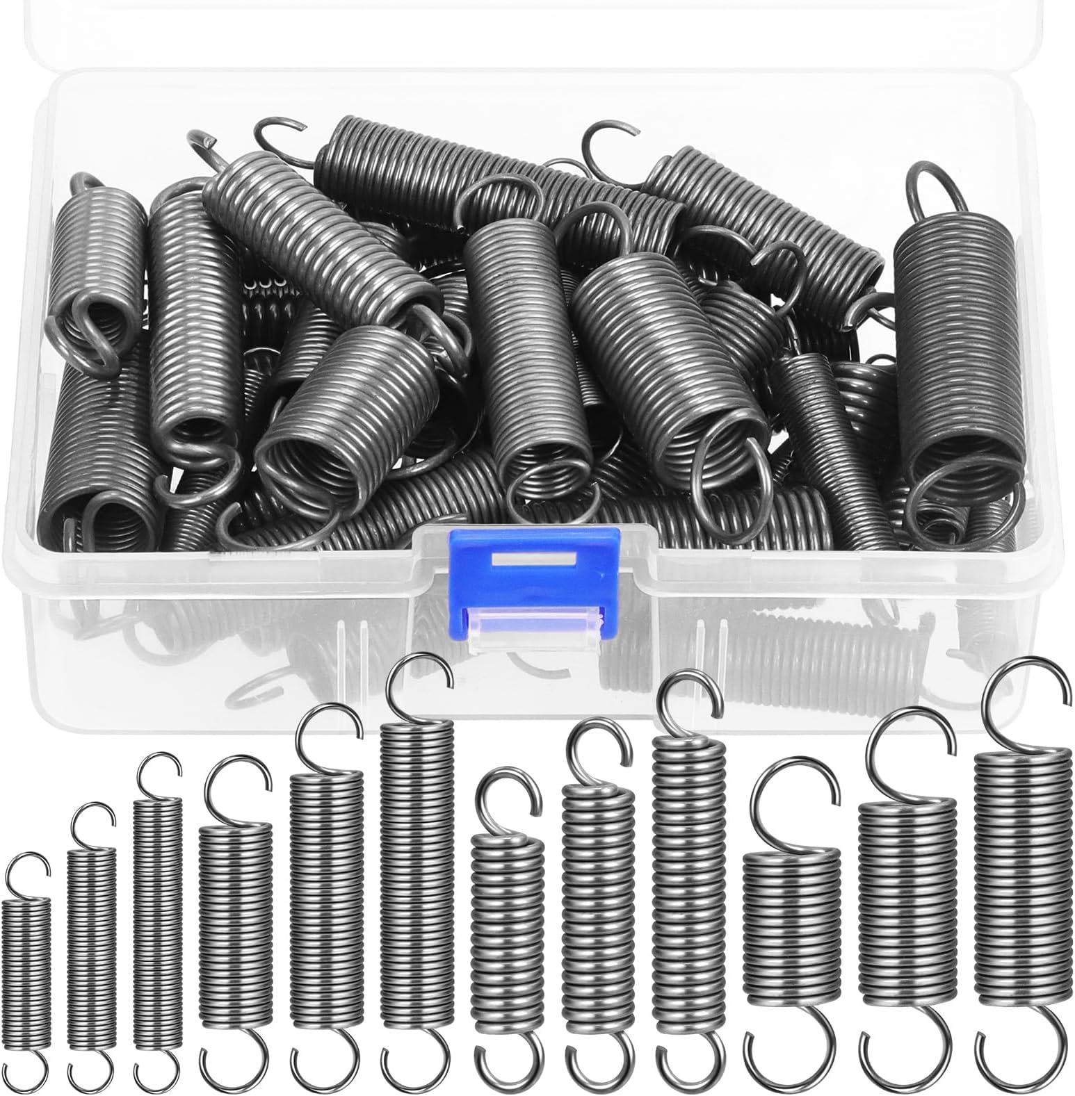 Hilitchi 36Pcs Extension Spring Assortment Kit 12 Sizes Extension Spring Carbon Steel Small Springs Extended Spring Compression Springs for Furniture Mechanism Maintenance