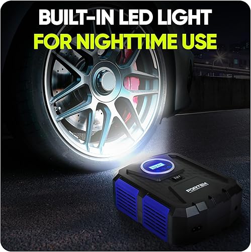 Miniatura 9 de FORTEM Tire Inflator Portable Air Compressor, Air Pump for Car Tires and Bikes, Car Tire Pump wAuto Shut Off, 150 PSI, 12V DC, LED Light, Carrying