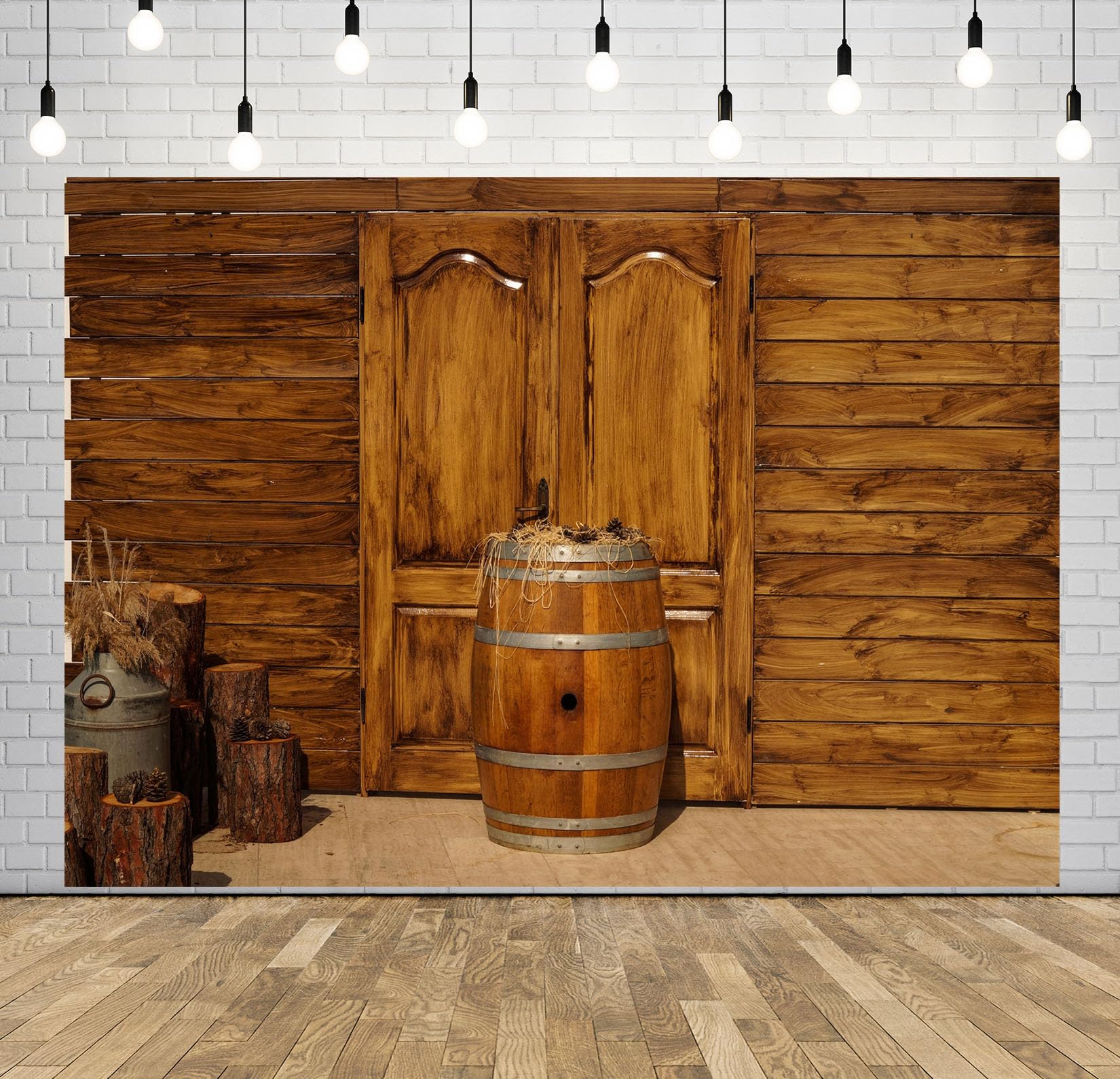 10x8FT (3x2.5m) Porta Rustica In Legno E Botte Sfondo Fotografico