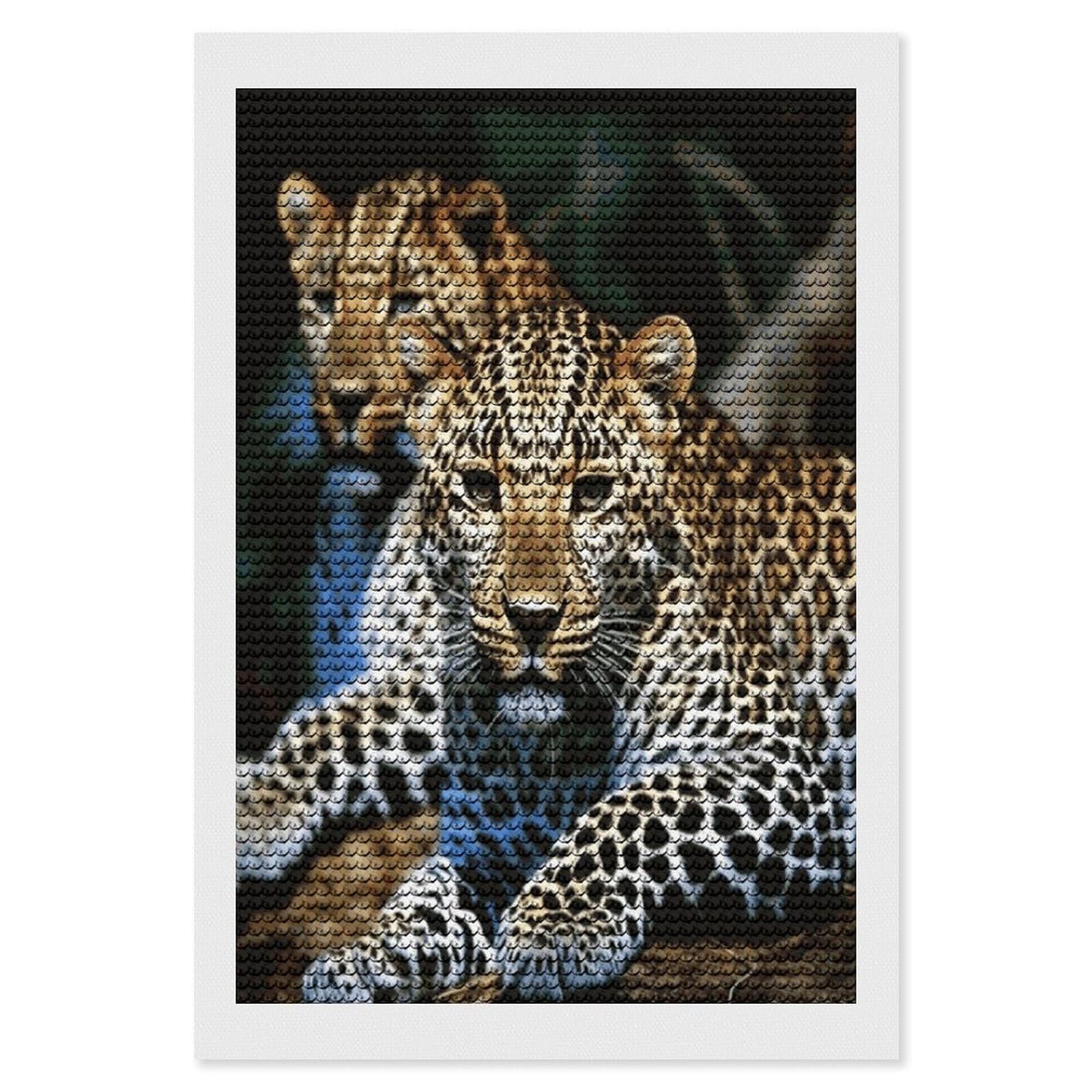JTREHY Leopard Diamond Art Kits Personalized DIY Round Diamond Painting Kits for Beginner Full Drill Diamonds Dots Paintings for Adults Gem Art Crafts Home Decor