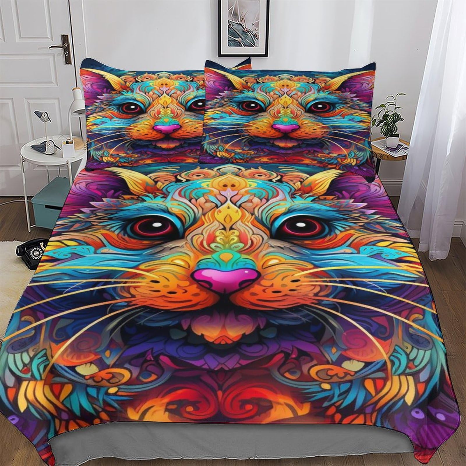 Housse de couette souris anti-pli 220x240 parure lit microfibre sans repassage