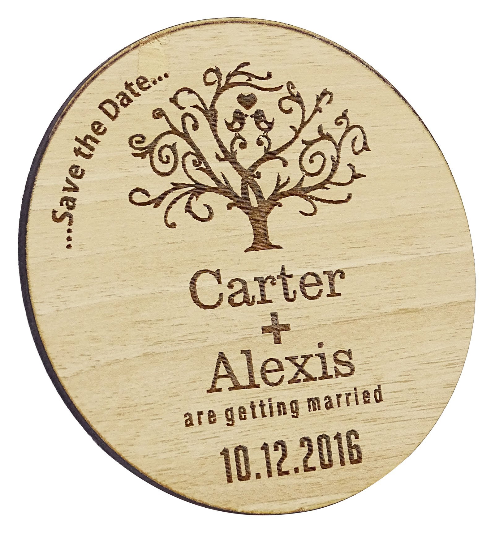 Darling Souvenir 50 Boda rústica imanes de la Fecha de Madera grabada imán de la Boda invitacion Personal Idea