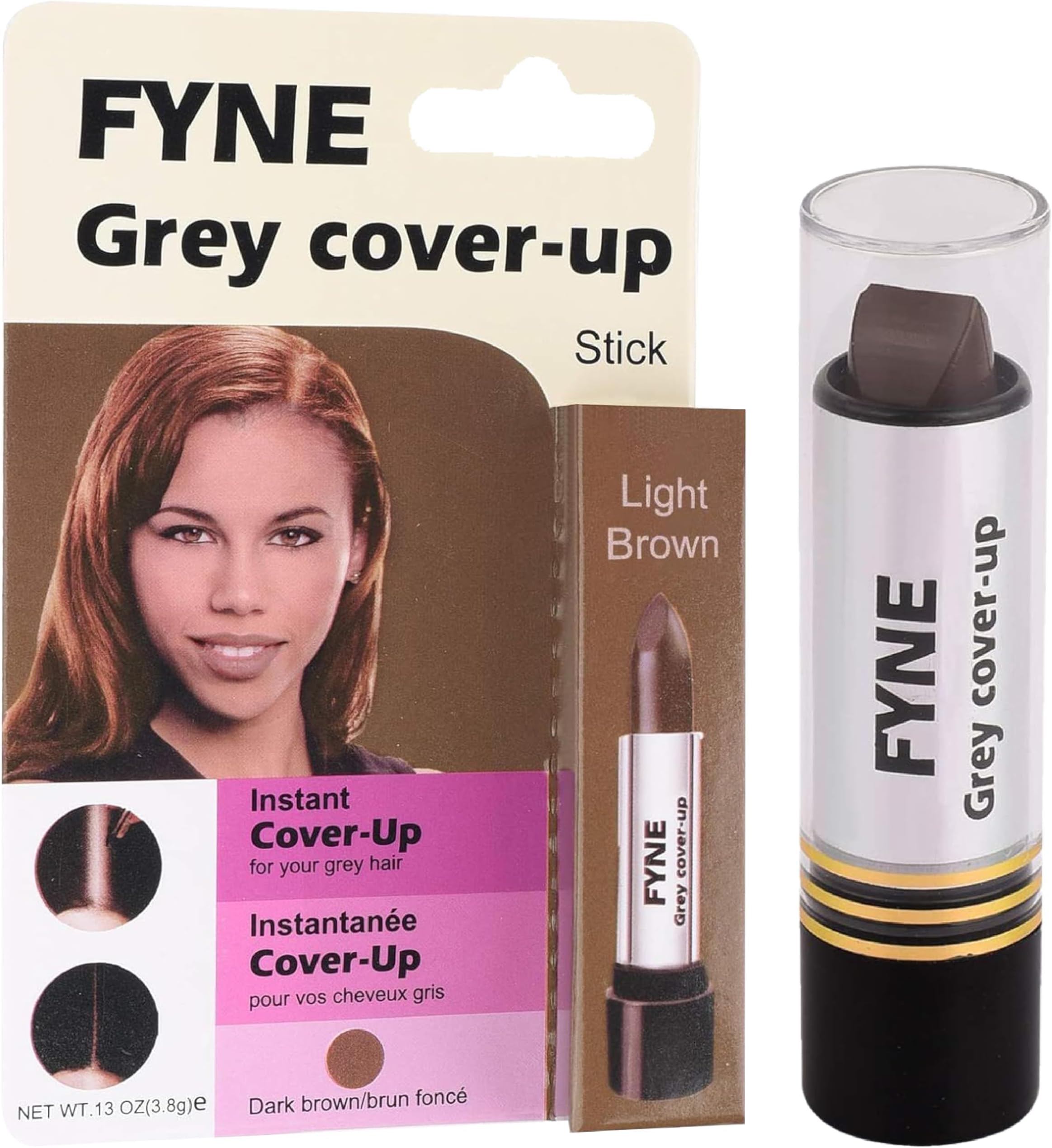 FYNE Root Touch Up Cover Stick - Instant Light Brown Grey Hair Cover Up - Magic Retouch Temporary Hair Colour for Men & Women
