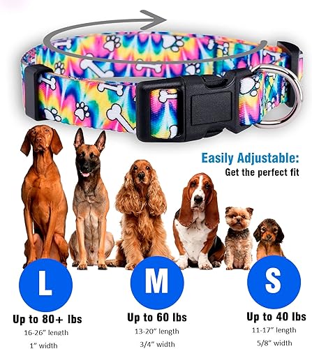 Miniatura 3 de Native Pup Collar de perro Tie Dye, patas y huesos hippie Tiedye para perros pequeños, cachorros (S)