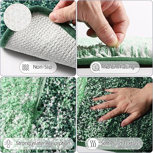Miniatura 3 de iMucci Accesorios de baño, juegos de baño verde oscuro con cortina de ducha y alfombra, juego de cortina de ducha, alfombras de baño para decoración