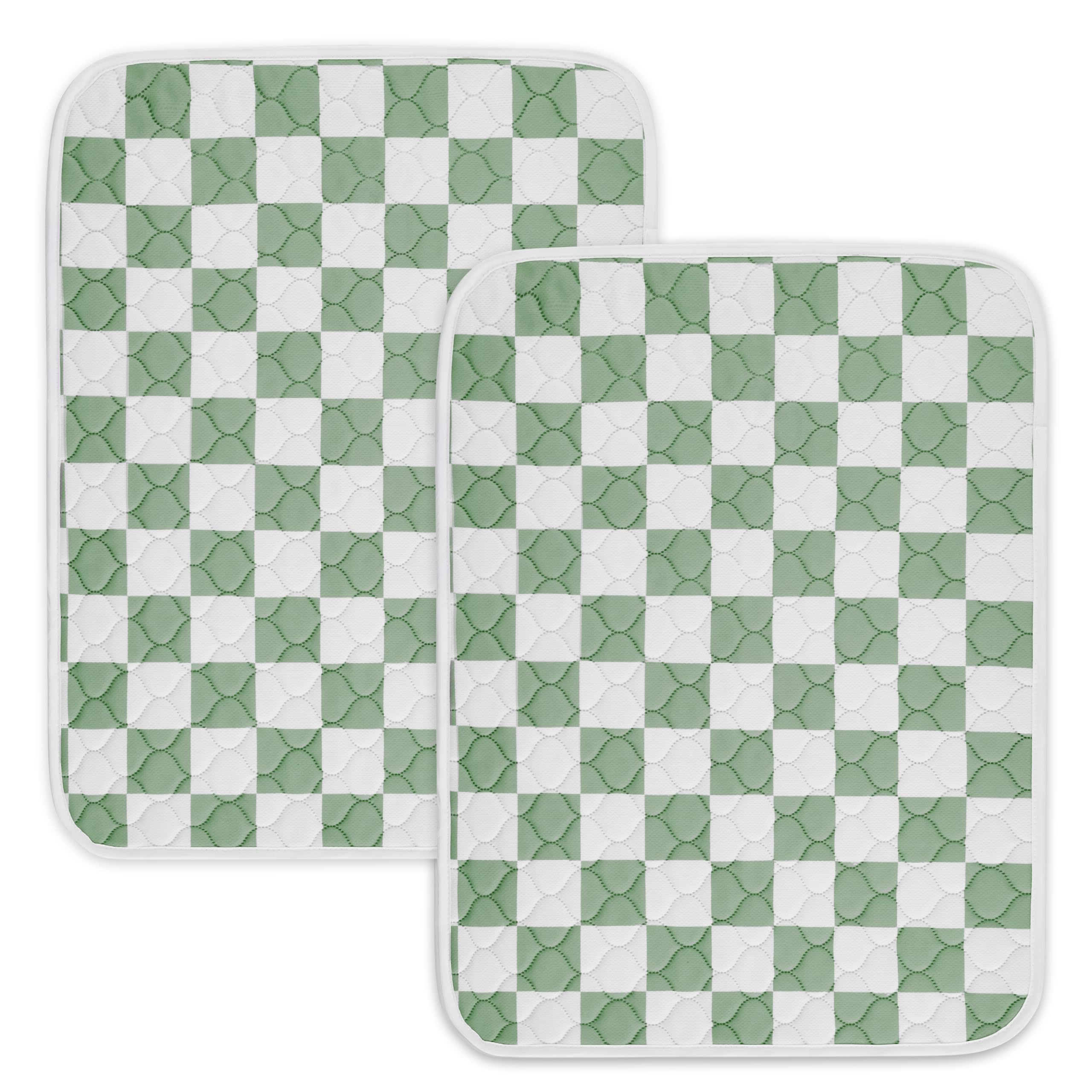 Ralxion 2 Pack Sage Green Checkered Washable Pee Pads for Dogs, Checkered Reusable Dog Pee Pads, for Puppy Playpen, Crate, Whelping Box, Potty Training, Cute Aesthetic Absorbency, Leak-Proof Non-Slip