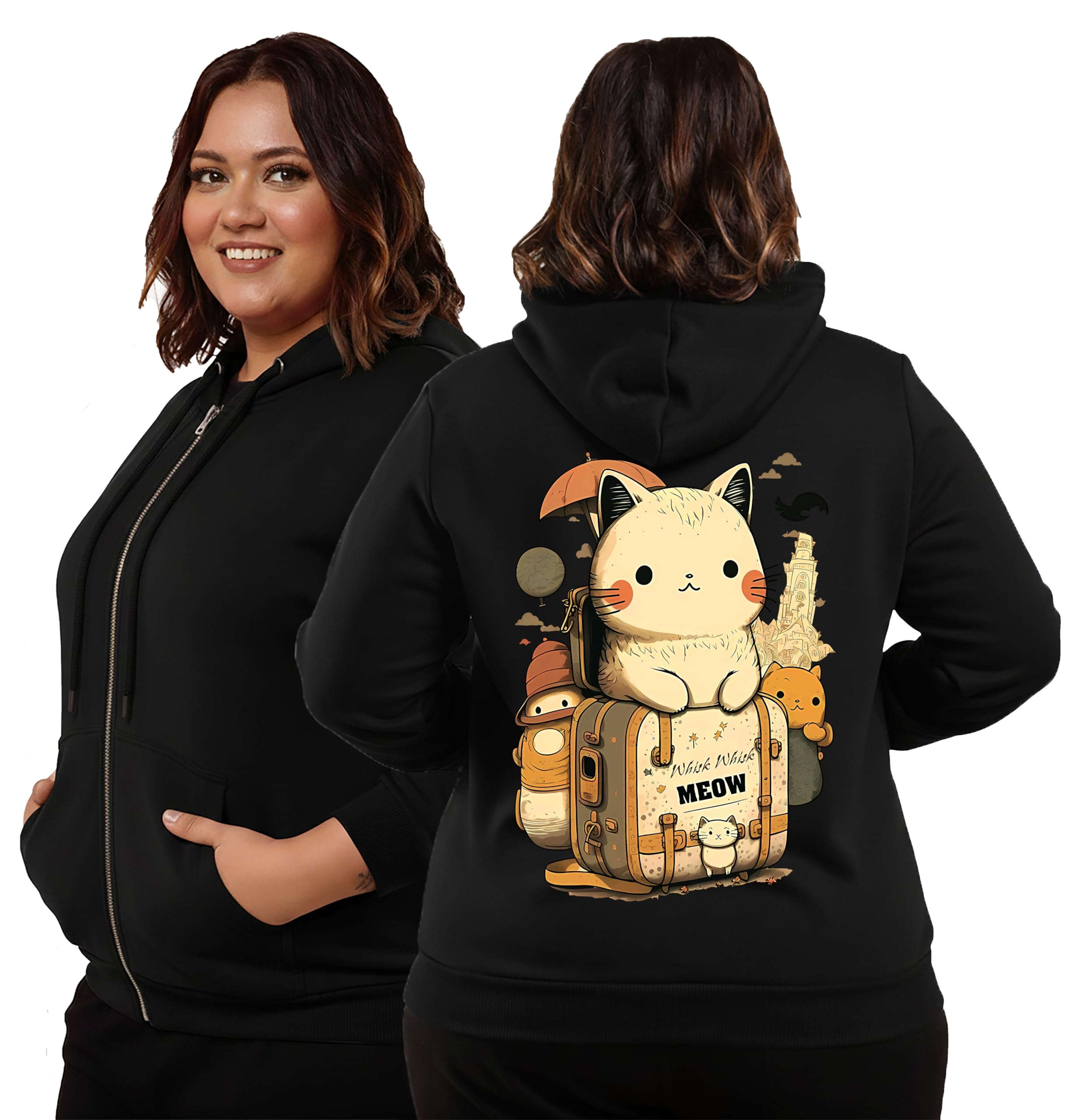 elite soul Women's Plus Size Zipper Hoodie | Front Zip Full Sleeve Printed Hooded Sweatshirt | Casual Winter Jacket | XL, 2XL, 3XL, 4XL, 5XL, 6XL-picture-0
