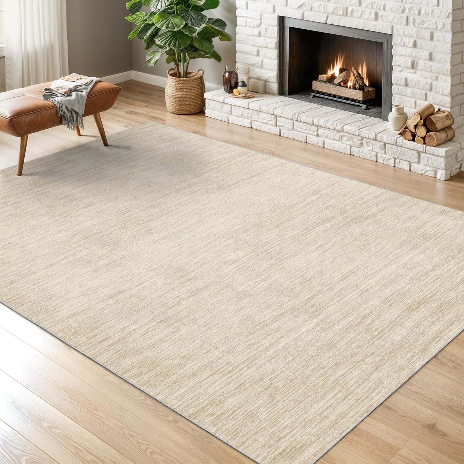 Teppiche Wohndeko für Wohnzimmer Schlafzimmer Aesthetic Room Decor,Modernes Beige, Weißbeige, 155 x 200 cm