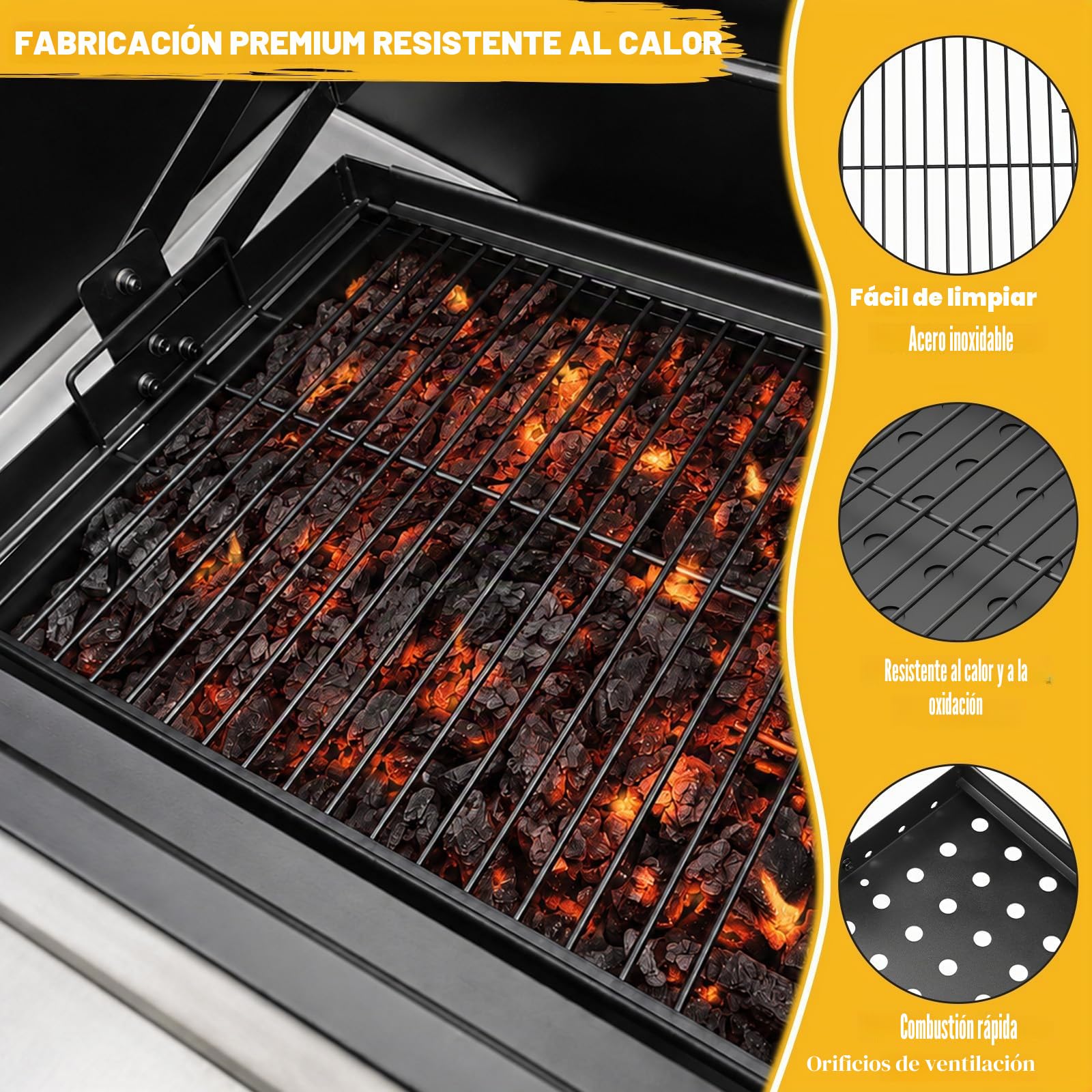 GFTIME 38-71 cm Ajustable bandeja de carbón para Tepro Toronto, Taino Hero XL barbacoa de carbón, Activa Angular, EL Fuego Montreal, EL Fuego Ontario barbacoa de carbón, piezas de repuesto de parrilla