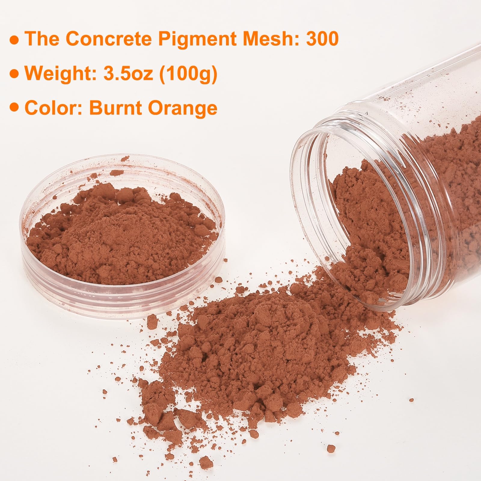 QUARKZMAN Poudre d'oxyde de fer pigment pour béton 300 maille 3,5 oz (100 g) pigment pour joint à base d'oxyde de fer pour peinture de carrelage pastel béton ciment, orange brûlé