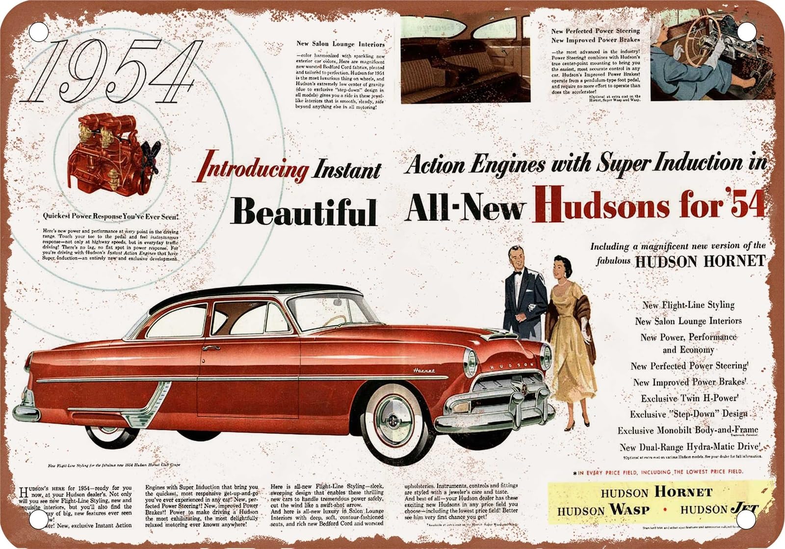 Miaomansenstore Metal Sign - 1954 Hudson Vintage Ad 02 - Old Retro Rusty Look Home Decor