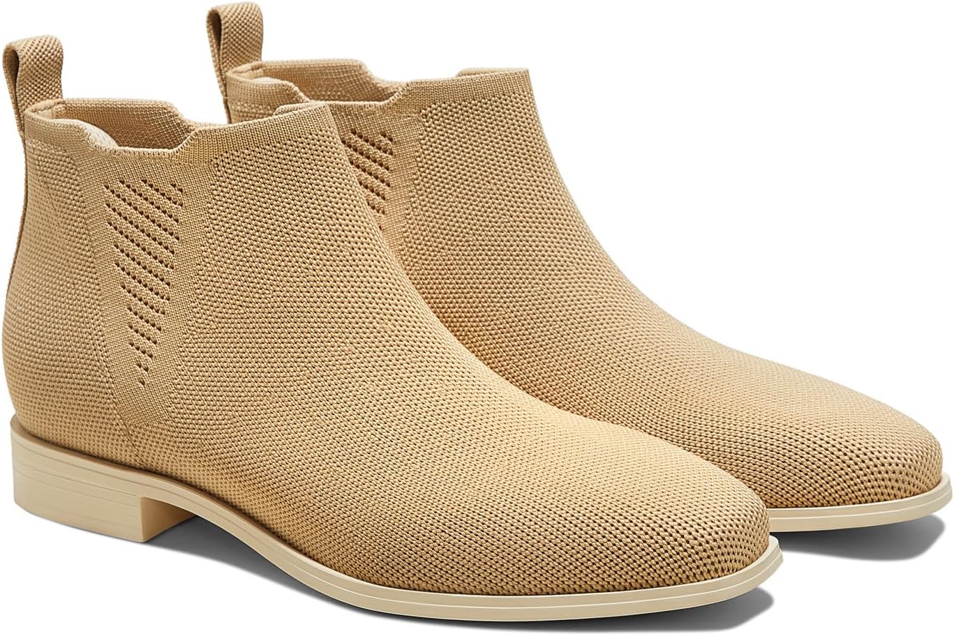 VIVAIA Ryan Slip-On Chelsea Boots for Women, Square Toe Ankle Boots, Water Repellent Comfortable Low Heel Booties for Daily Outfit