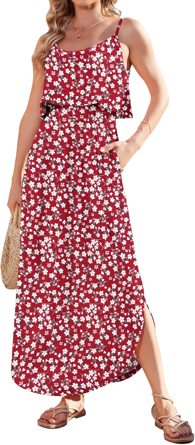 AUSELILY Womens Summer Dresses 2025 Adjustable Strappy Beach Sundress Casual Midi Dress with Pockets - Image 2