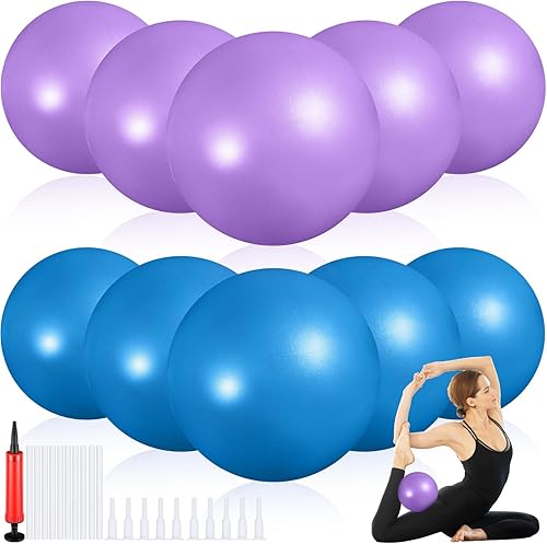 Aoriher 10 unidades de 9 pulgadas de ejercicio de pilates, pelota de yoga, terapia de yoga, estabilidad, barre, estiramiento, postura física,