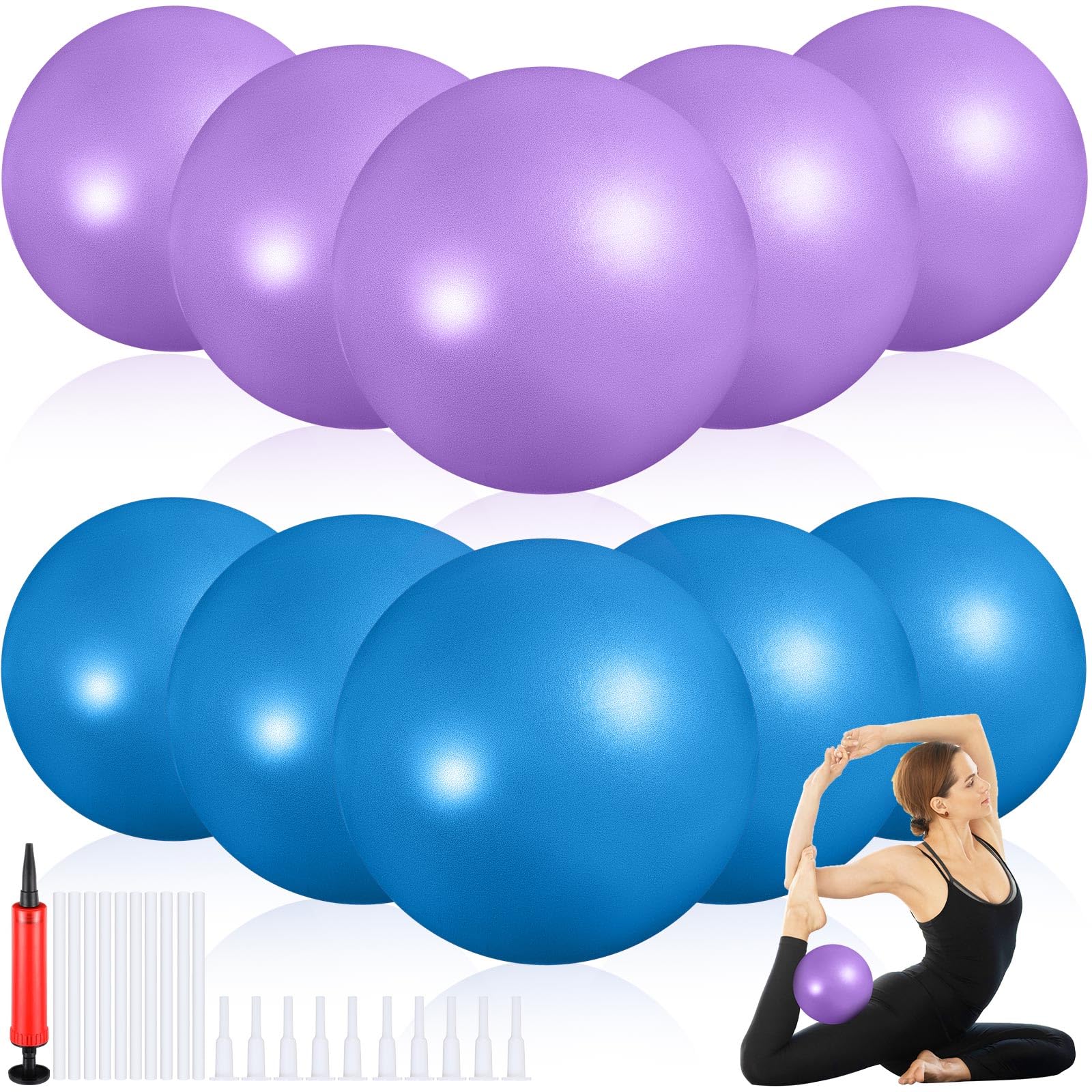 Aoriher 10 Pcs Small Pilates Ball Bulk 9 Inch Mini Yoga Ball