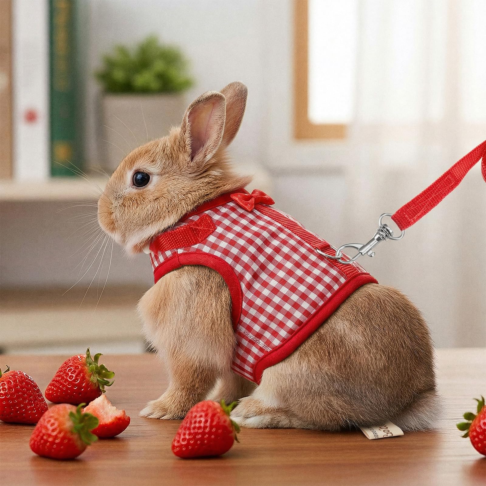 Harnais rouge pour chat avec laisse réglable 140 cm - Harnais pour cochon d'Inde, lapin, petit chien