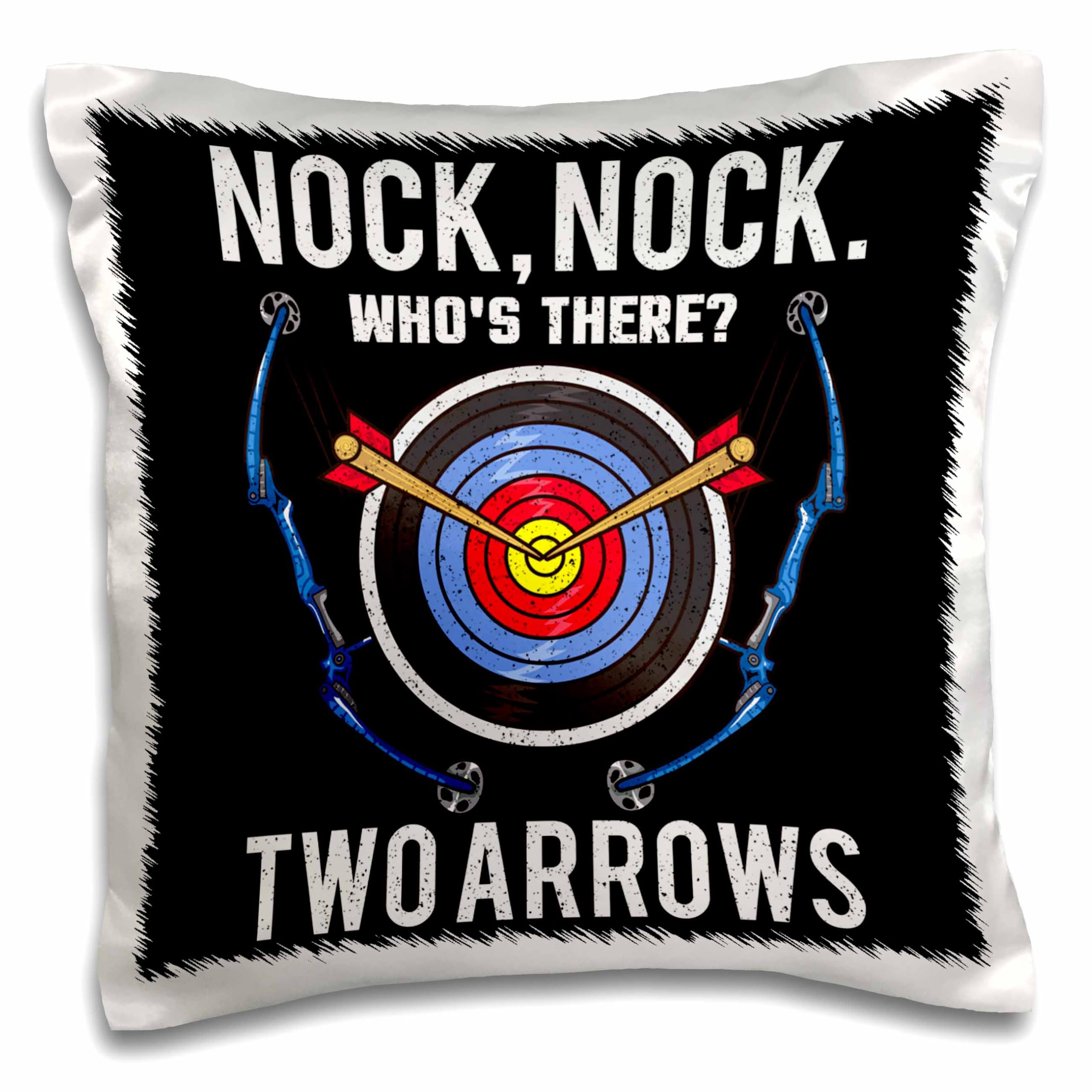 3dRose 16x16 inch Pillow Case - Nock Nock Who is There Two Arrows Archery Sport Archery