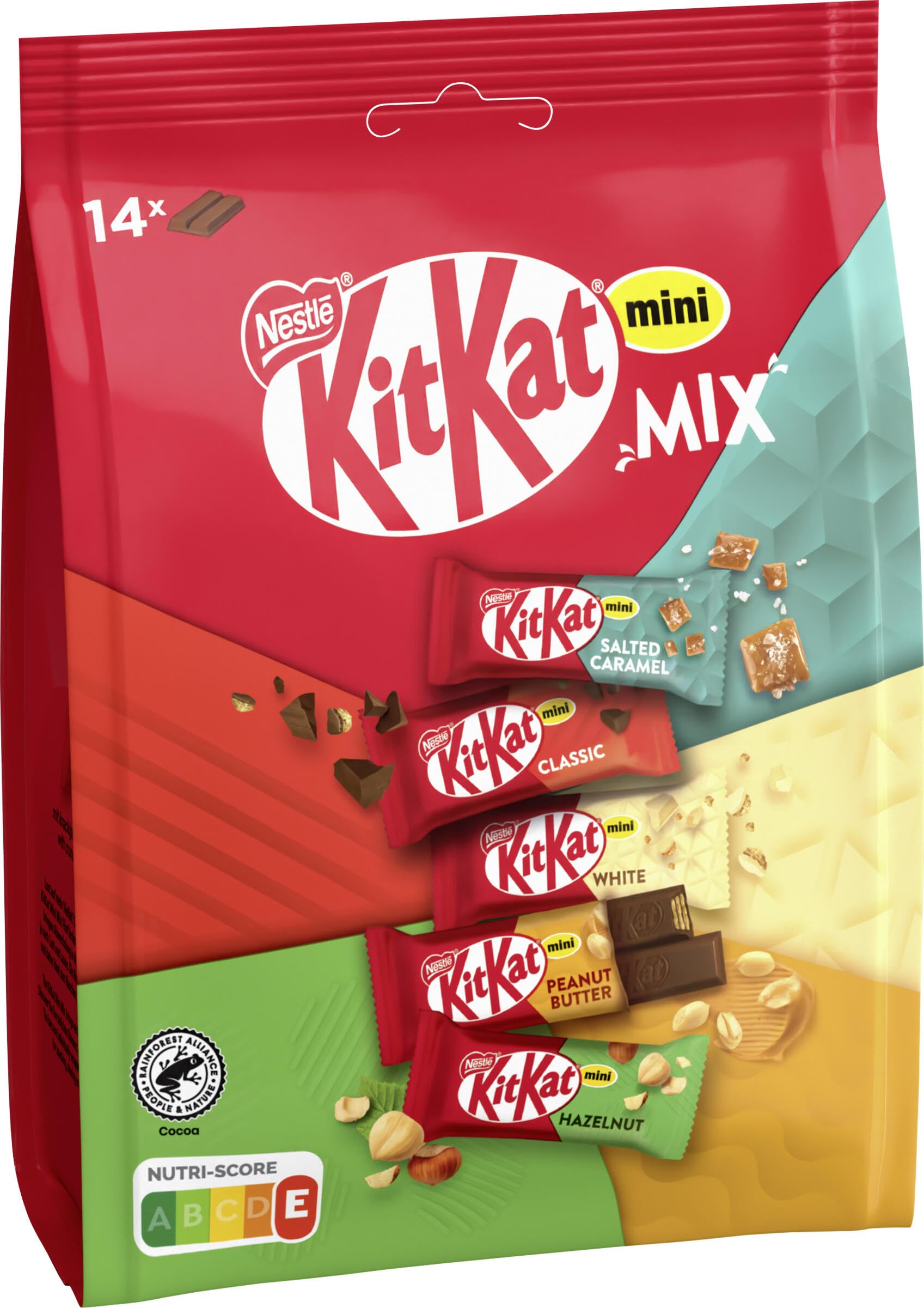 Nestlé KITKAT Mini Mix Schokoladenriegel, fünf leckere Geschmacksrichtungen, 14 Riegel, 1er Pack (1 x 197,4g)