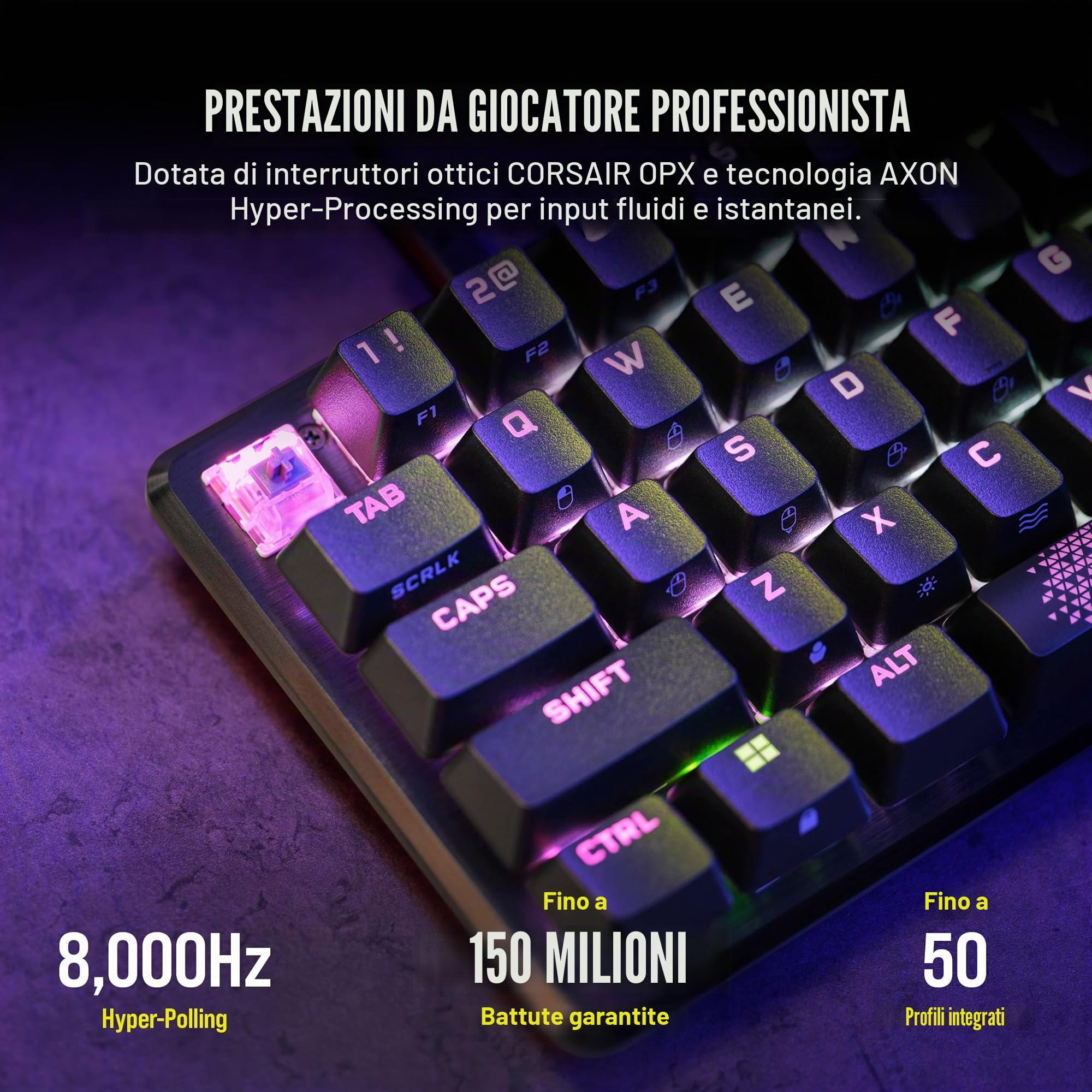 CORSAIR K65 PRO MINI RGB 65% tastiera da gioco ottica-meccanica cablata – OPX Linear Switch – PBT Double-Shot Keycaps – iCUE Compatible – PC, PS5, PS4, Xbox – QWERTY UK – Nero