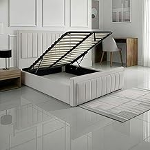 SANA SLEEP 4FT6 Ottoman Designer Plush Velvet Upholstered Bed Frame With Storage Option - Plush Cream