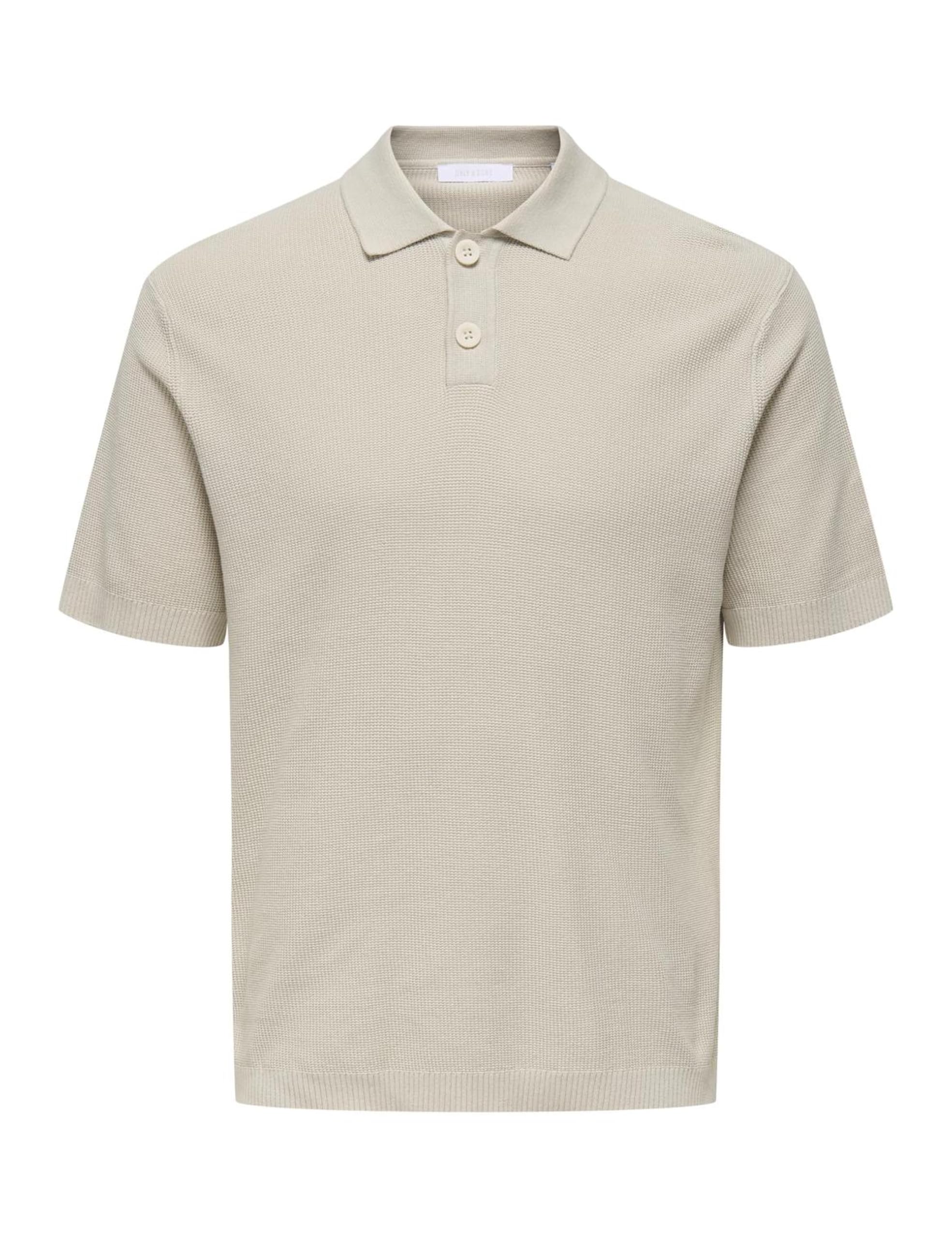 ONLY & SONS Men's Onstony Reg 12 SS Waffle Polo Knit, Moonstruck, M