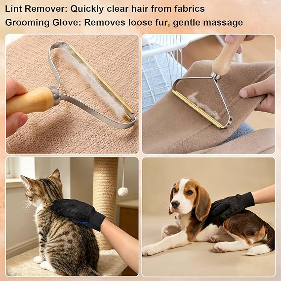 Carpet Rake Set for Pet, Carpet Scraper with 54 Adjustable Long Handle