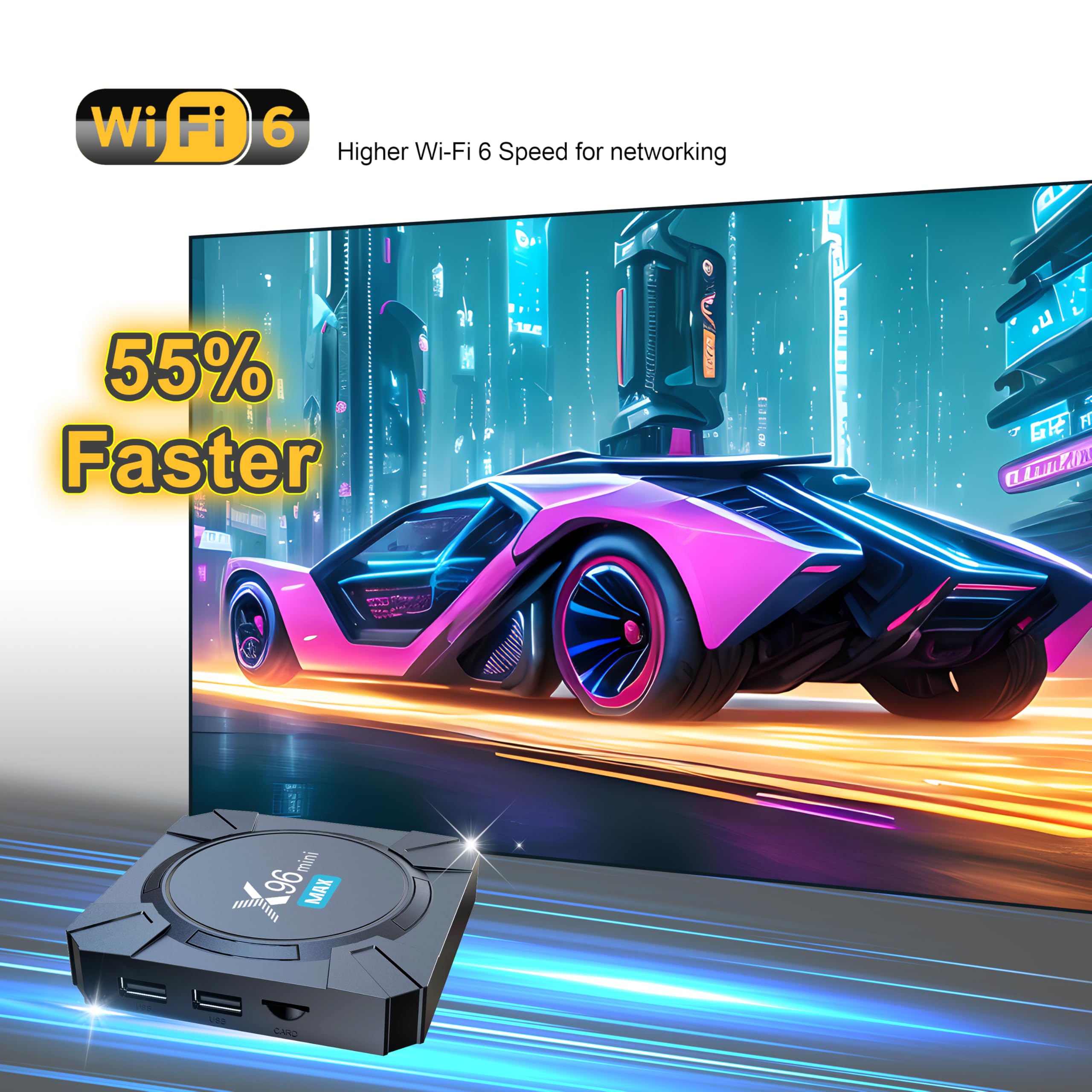 Android 14 TV Box 4K UHD, X96 Mini Max obudowa TV z WiFi 6, 2 GB RAM, 16 GB ROM, czterordzeniowy, Bluetooth, HDR10, asystent głosowy, odtwarzacz multimedialny, ultrapłynne przesyłanie strumieniowe