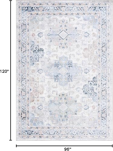 Miniatura 7 de Safavieh Bayside Collection - Alfombra para pasillo, 2.2 x 8 pies, color gris y azul, diseño Shabby chic, no desprende pelusa y de fácil cuidado,