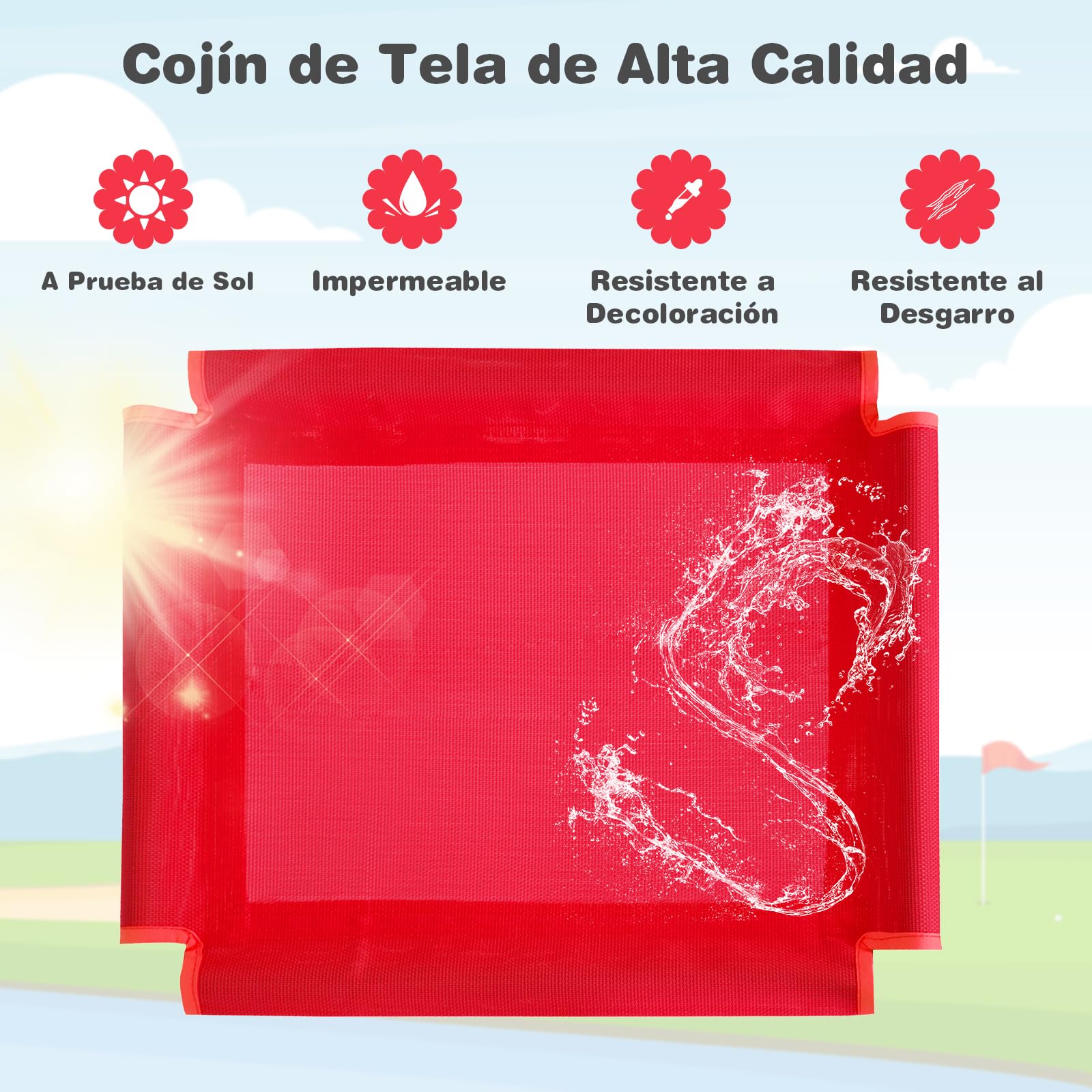 COSTWAY Cúpula de Escalada, Juego de Cúpula Geométrica con Tobogán Resistente, hasta180 KG, Cojín de Tela, Niños de 3-10 Años, Patio, Jardín, Parque (Rojo)