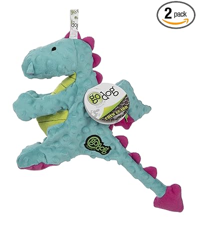 goDog Dragons with Chew Guard Technology Plush Dog Toy, Large, Turquoise