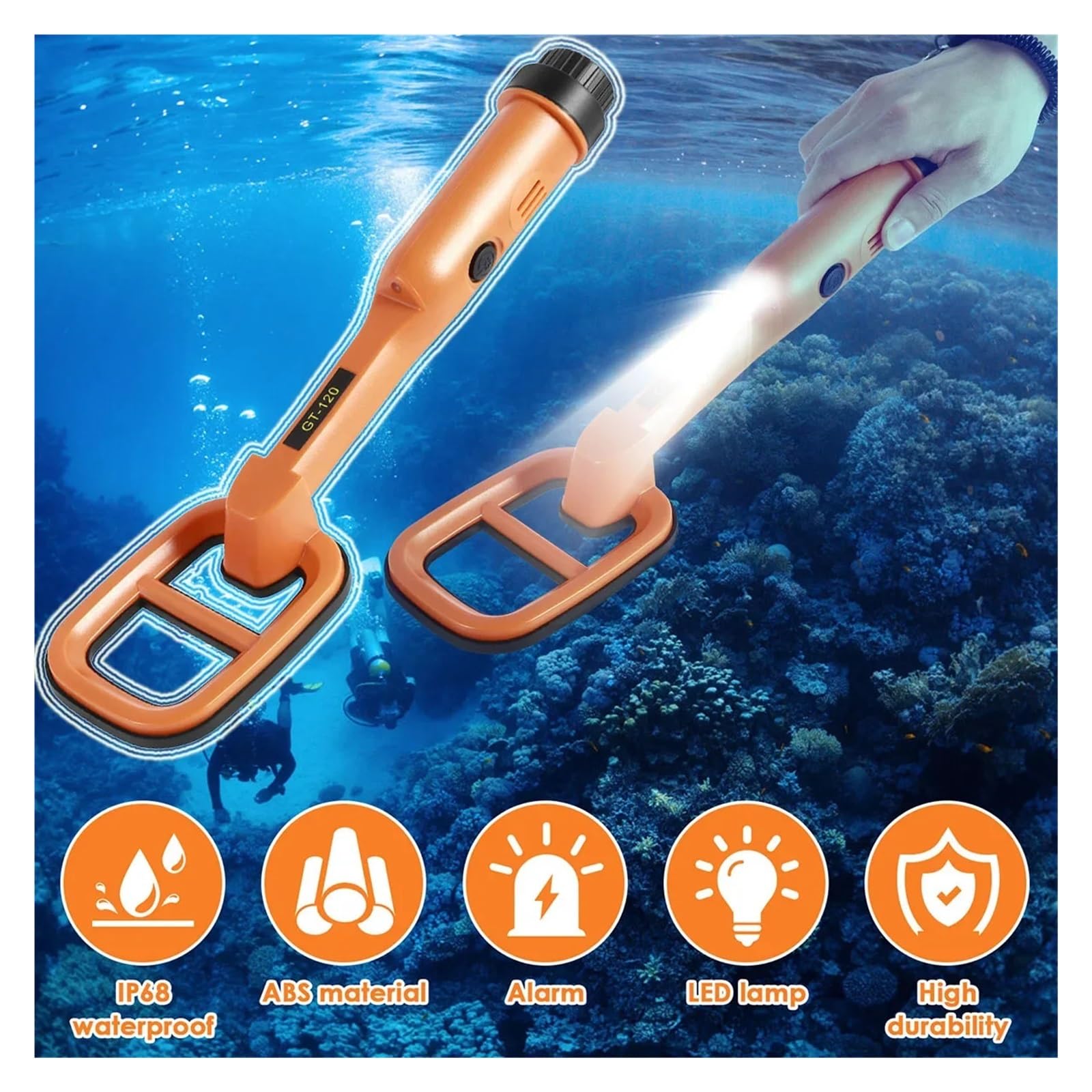 Détecteur de Métaux, Détecteur de métaux sous-Marin IP68 entièrement étanche, détecteur Portable