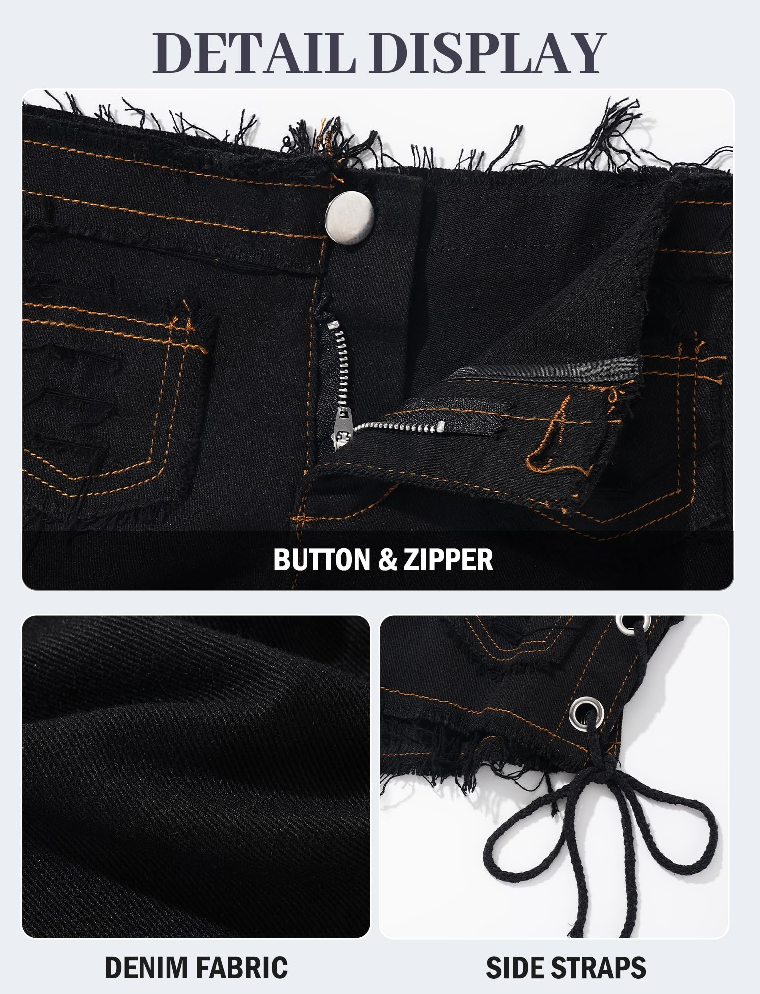 FEOYA Pantalon Sexy en Jean pour Homme avec Sangle Latérale Taille Basse Ourlet Brut Effiloché Mini Short en Jean Découpé pour Fête, Club, Plage, Vacances