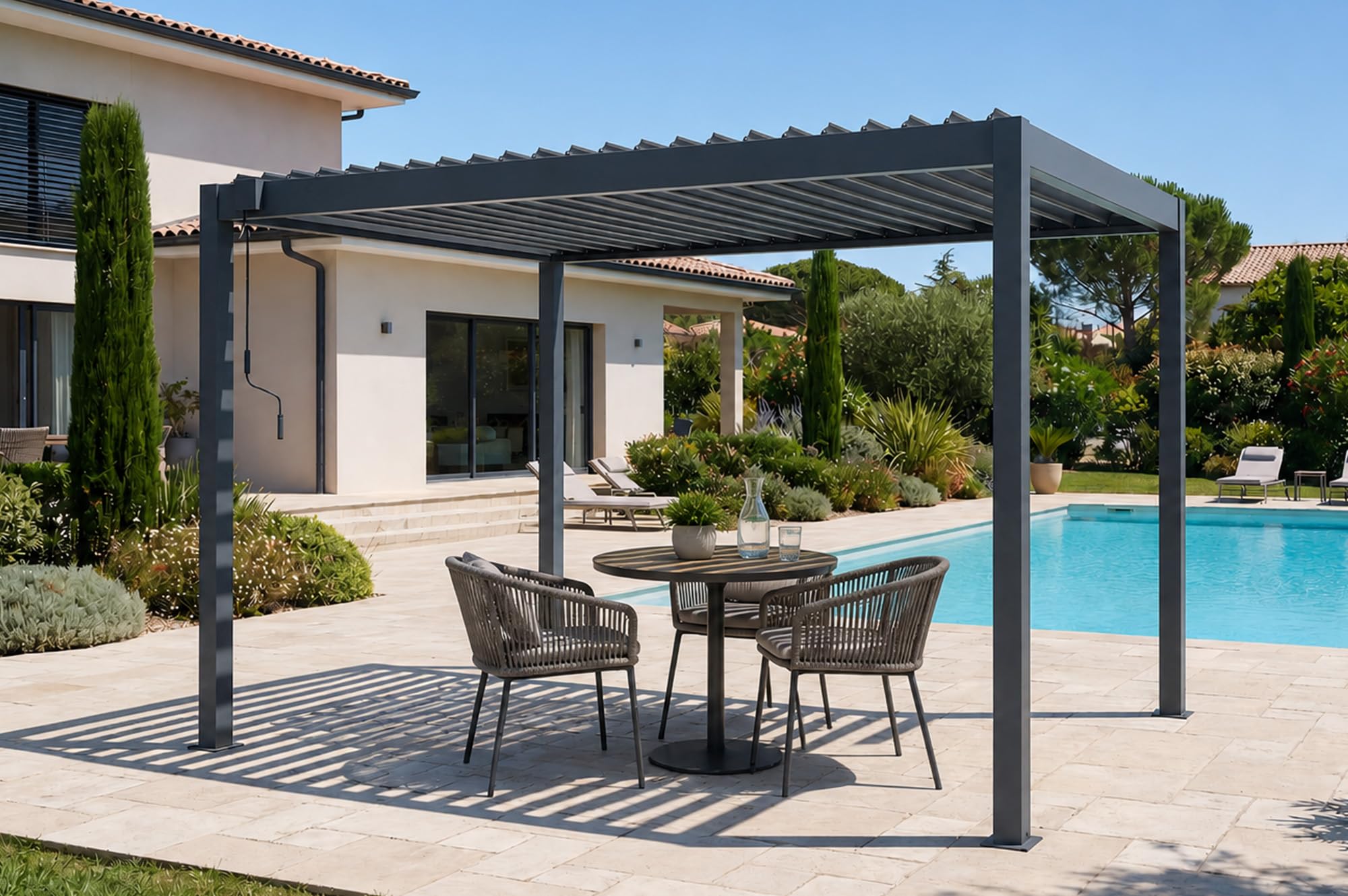Cazeboo PIANA 3x2m szara aluminiowa samonośna pergola bioklimatyczna