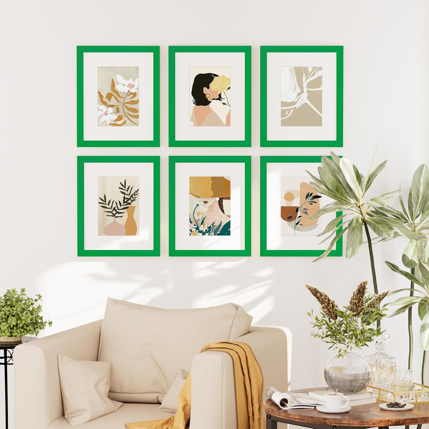 decoruhome 8x10 picture frame set of 10, display photos 5x7 with mat or 8x10 unmatted for picture frames collage wall decor, green 8x10 green