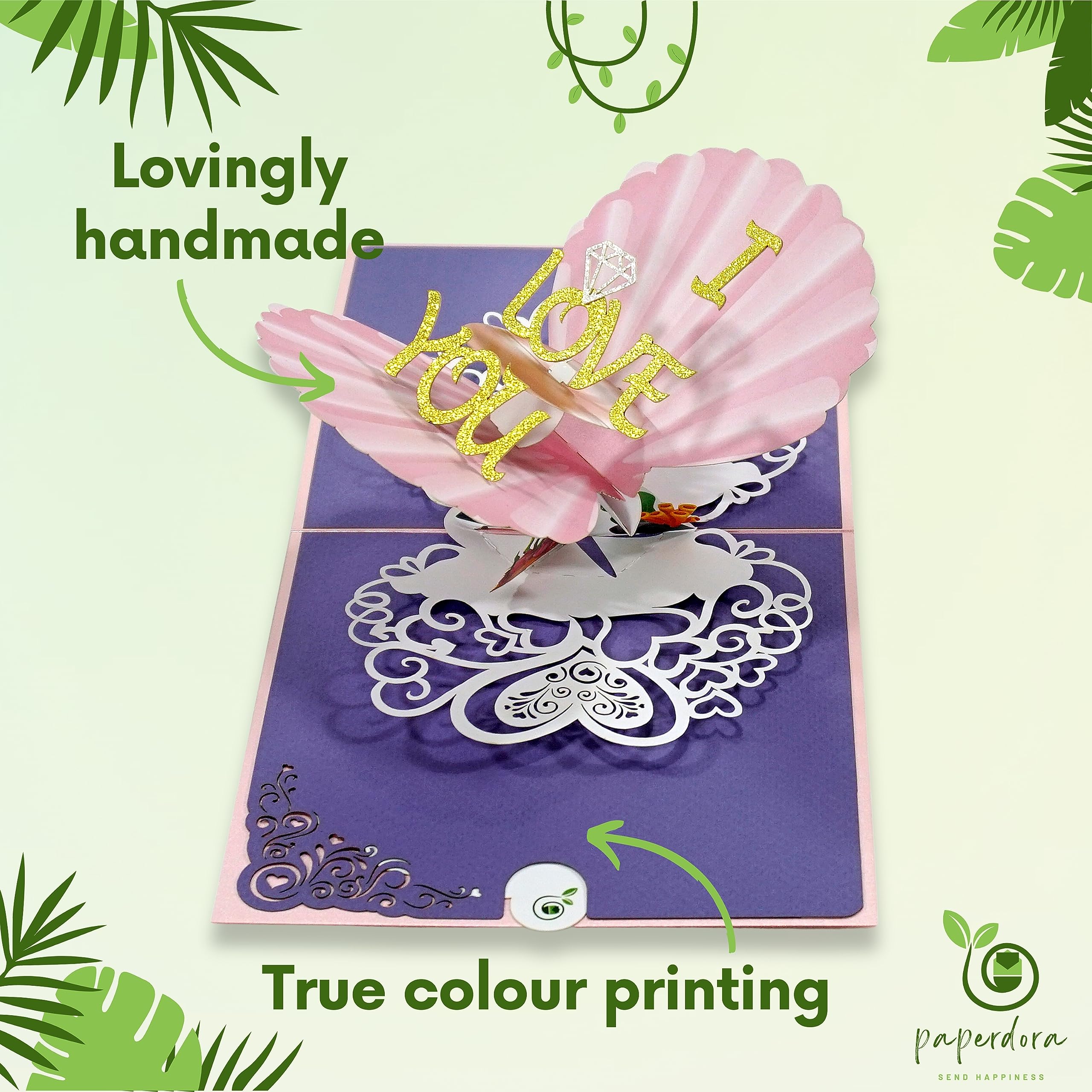 paperdora® 3D Pop-Up Card „Love“ with Envelope and Wax Seal - Greeting Card Gift Card Gift Certificate Voucher - Image 3