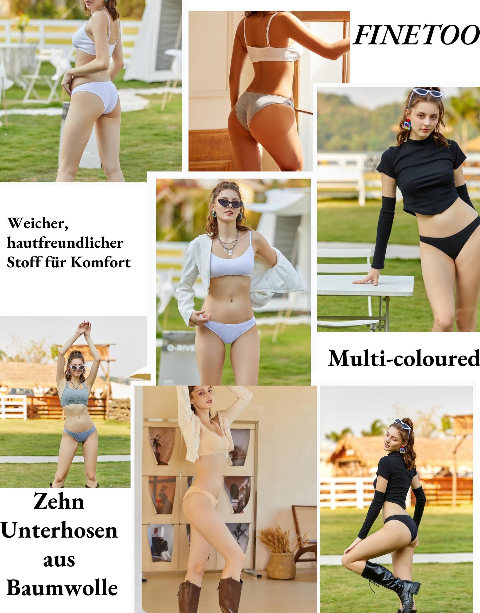 FINETOO Confezione da 10 Mutande da Donna in Cotone Traspiranti Slip Hipster Panties comode da Donna Sexy Confezione Multipla Taglie S-XL