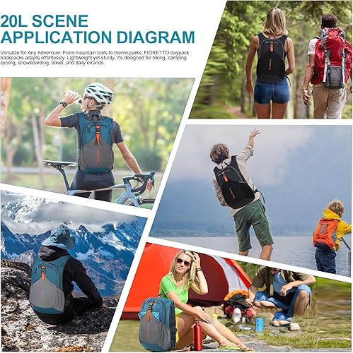 Miniatura 36 de FIORETTO Mochila de senderismo de 15L para mujeres y hombres, mochila mini plegable, ligera, pequeña mochila de día para camping, viaje, al aire