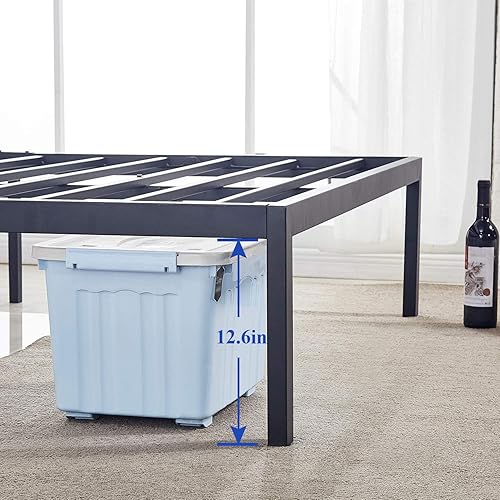 Miniatura 99 de Base de cama Vecelo, de 14 pulgadas, listones de acero resistente Plataforma metálica B,Plataforma plegable,Negro Metálico