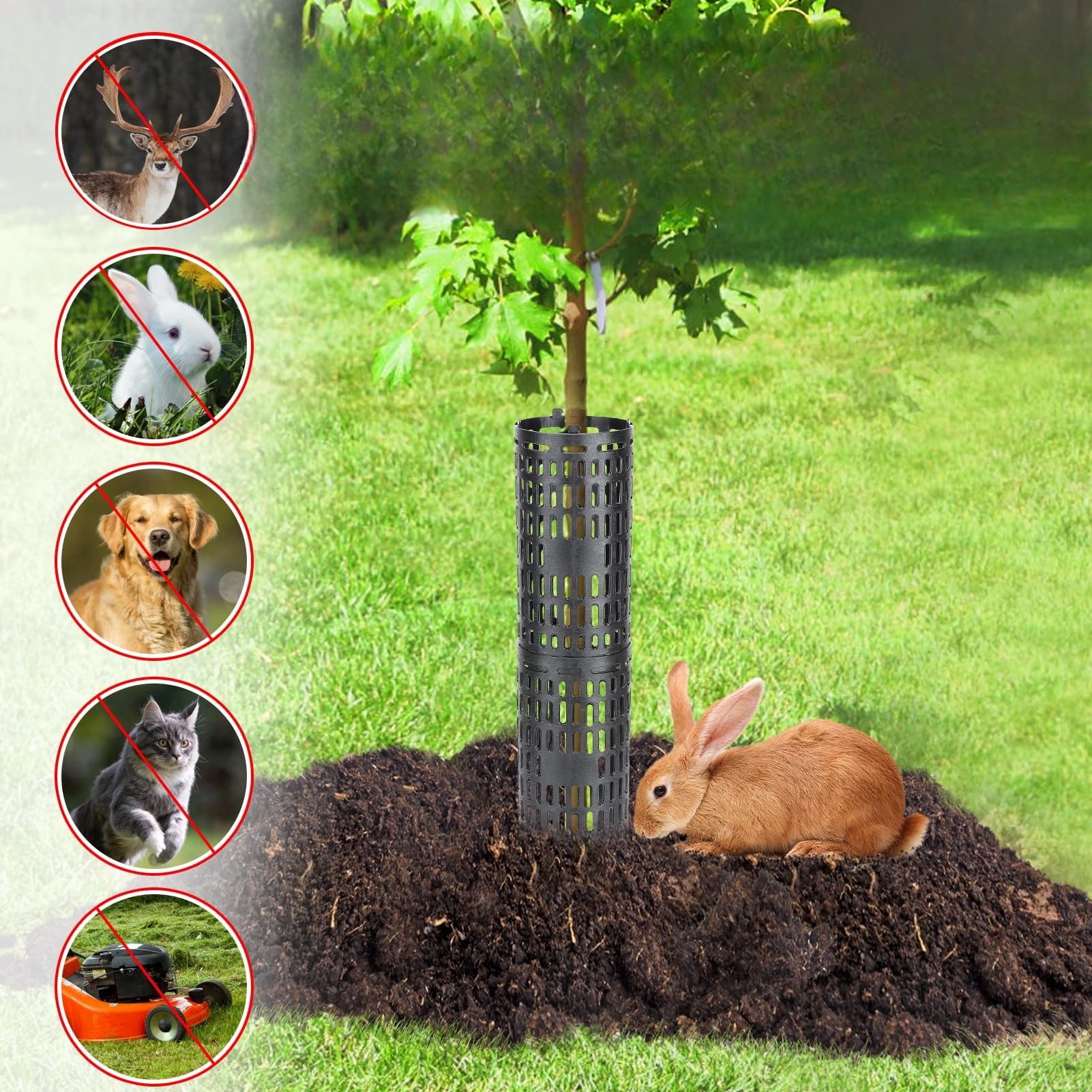 Protection pour tronc d'arbre, lot de 6 avec attaches torsadées, taille ajustable, prévention des dommages à l'écorce