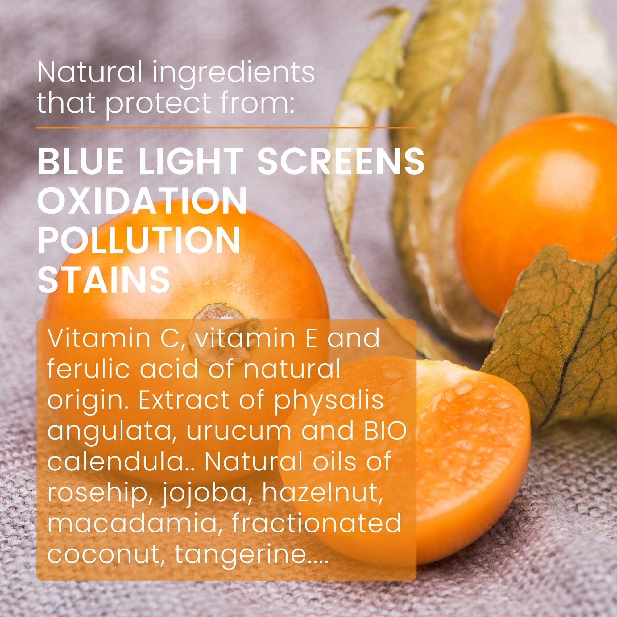 Serum iluminador BIO Vitamina C, E y Acido Ferulico - Antioxidante Natural: rayos UV, Luz Azul y Contaminación - Ideal como Aftersun Facial - Suero Antiarrugas y Manchas- PREMIO INTERNACIONAL - 30 ml