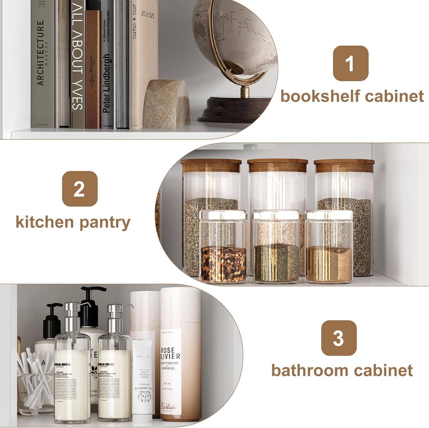 Keyluv Corner Cabinet 69" Tall Storage Cabinet with 5-Tier Shelves Bookcase Glassed Doors Display Corner Hutch, Modern Wooden Storage Organizer for Living Room, Bathroom, Home Office, Kitchen, White