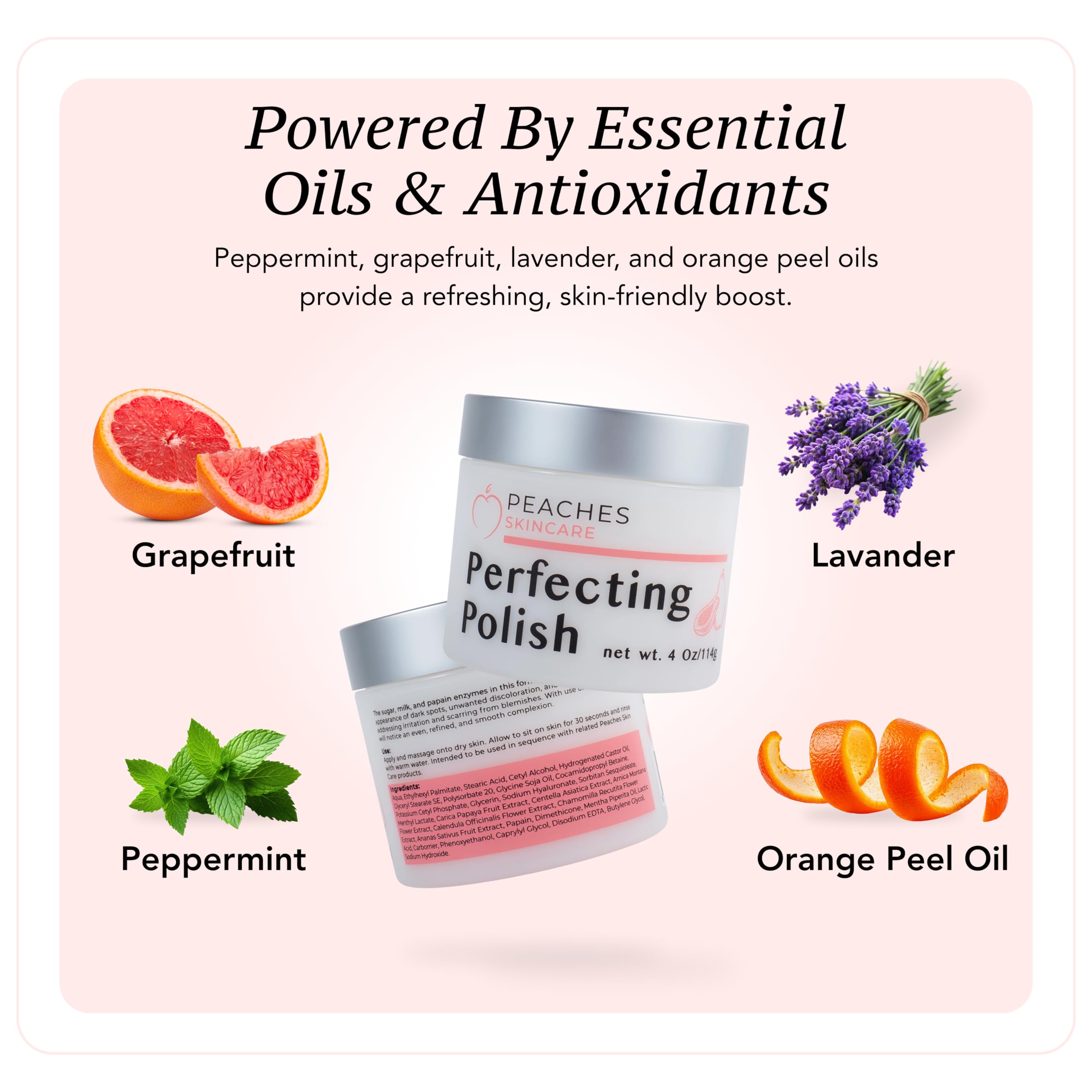 Peaches Perfecting Polish Vegan Face Exfoliator with Papain, 4 oz