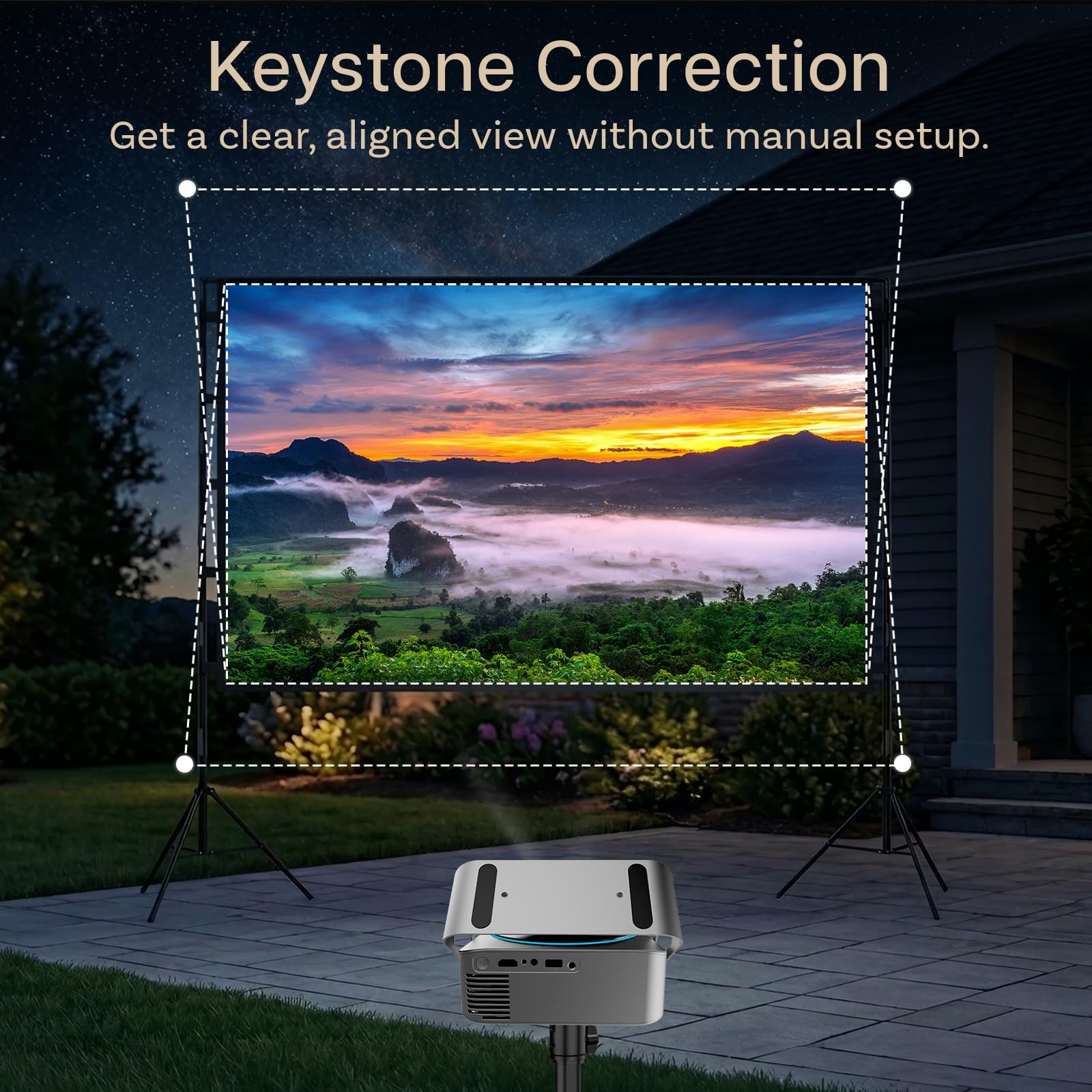 Projektor 4K z WiFi i Bluetooth, 100” Ekran Projekcyjny i Stojak od MMOBIEL – Native 1080P, 320 ANSI, Obsługa 4K, Automatyczna Korekcja Keystone, 200 Cali – Do HDMI, USB, iOS & Android