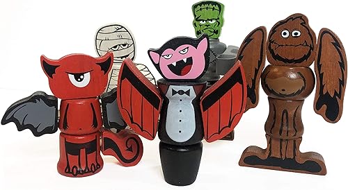 BeginAgain Tinker Totter Monsters - Juego de 28 piezas de construcción y personajes, a partir de 3 años