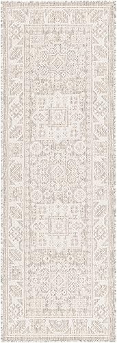 Miniatura 195 de Rugs.com Outdoor Aztec Collection Alfombra – 4 x 6 pies alfombra de tejido plano gris carbón perfecta para salas de estar, grandes comedores, planos
